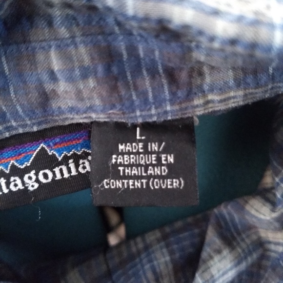 Patagonia Mens Blue Shirt Plaid Short Sleeve - Picture 7 of 7